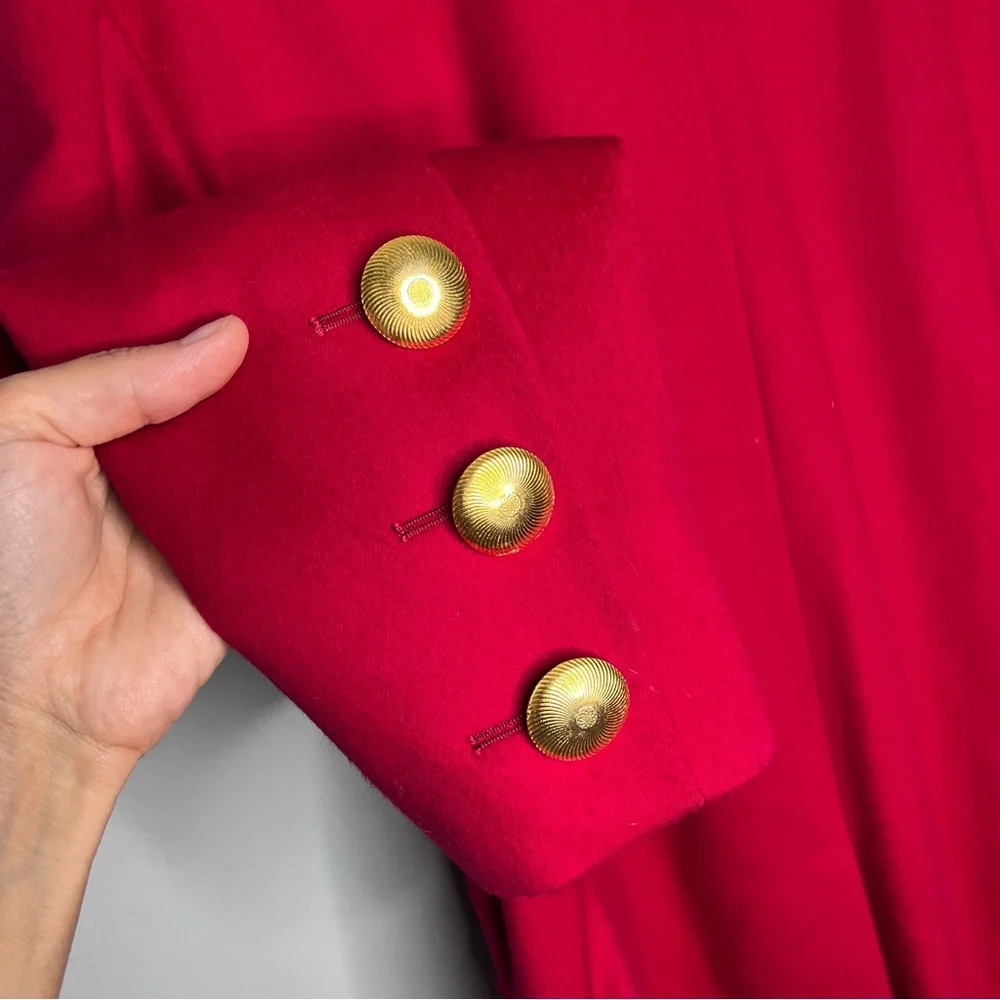 RARE Yves Saint Laurent Vintage Red Gold Button Blazer C8 - Picture 6 of 8